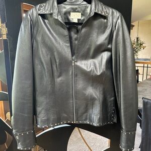 Cache Black Leather Studded Jacket